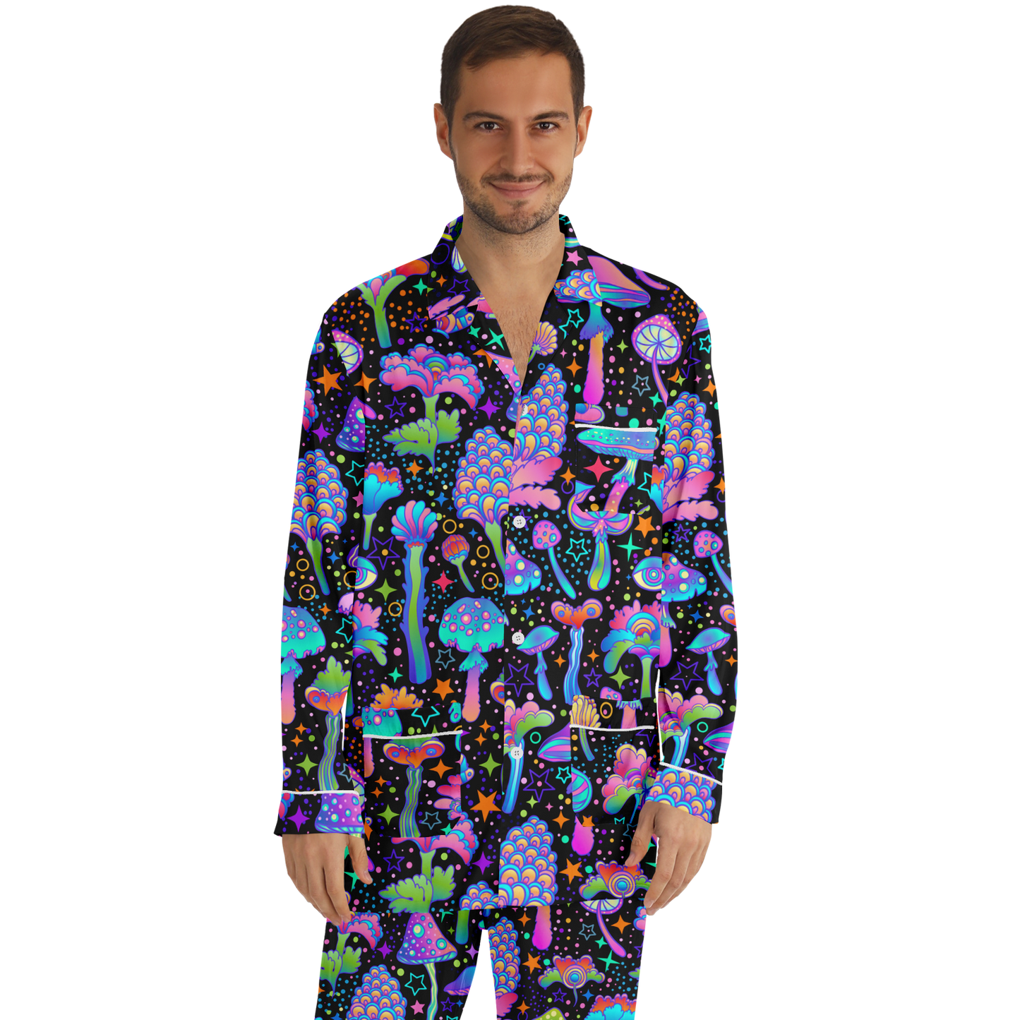 FUNGI FIESTA \\ men's satin pajamas