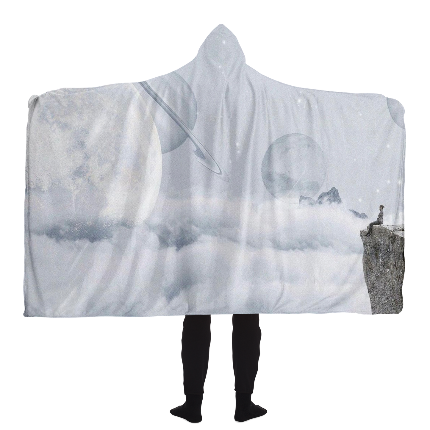 CLOUDING AROUND \\ sherpa fleece-lined hooded blanket