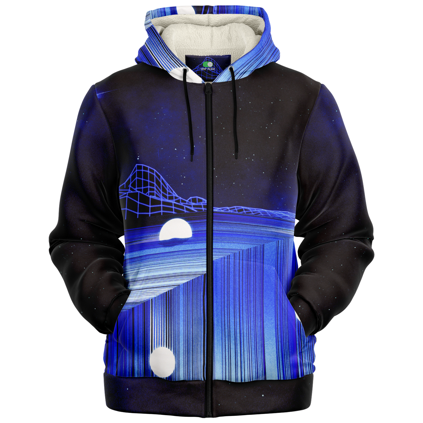 GLITCH MOUNTAIN \\ premium sherpa fleece-lined zip hoodie