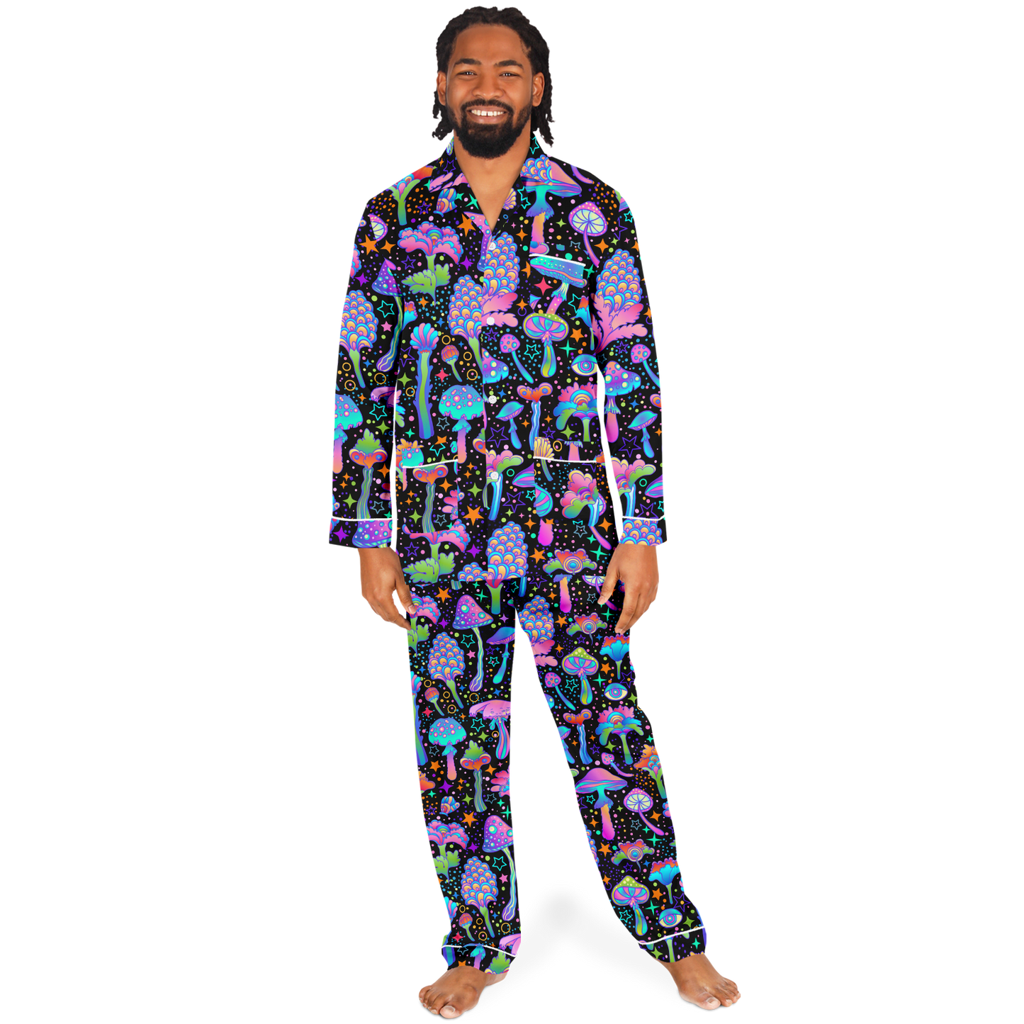 FUNGI FIESTA \\ men's satin pajamas