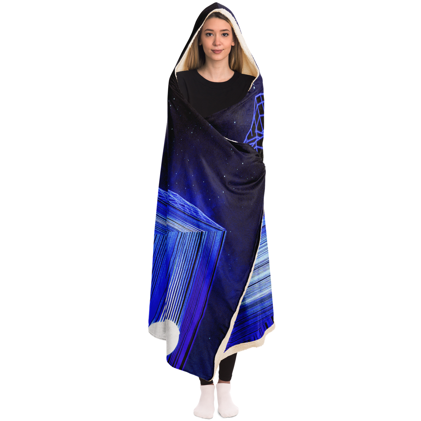 GLITCH MOUNTAIN \\ sherpa-fleece lined hooded blanket