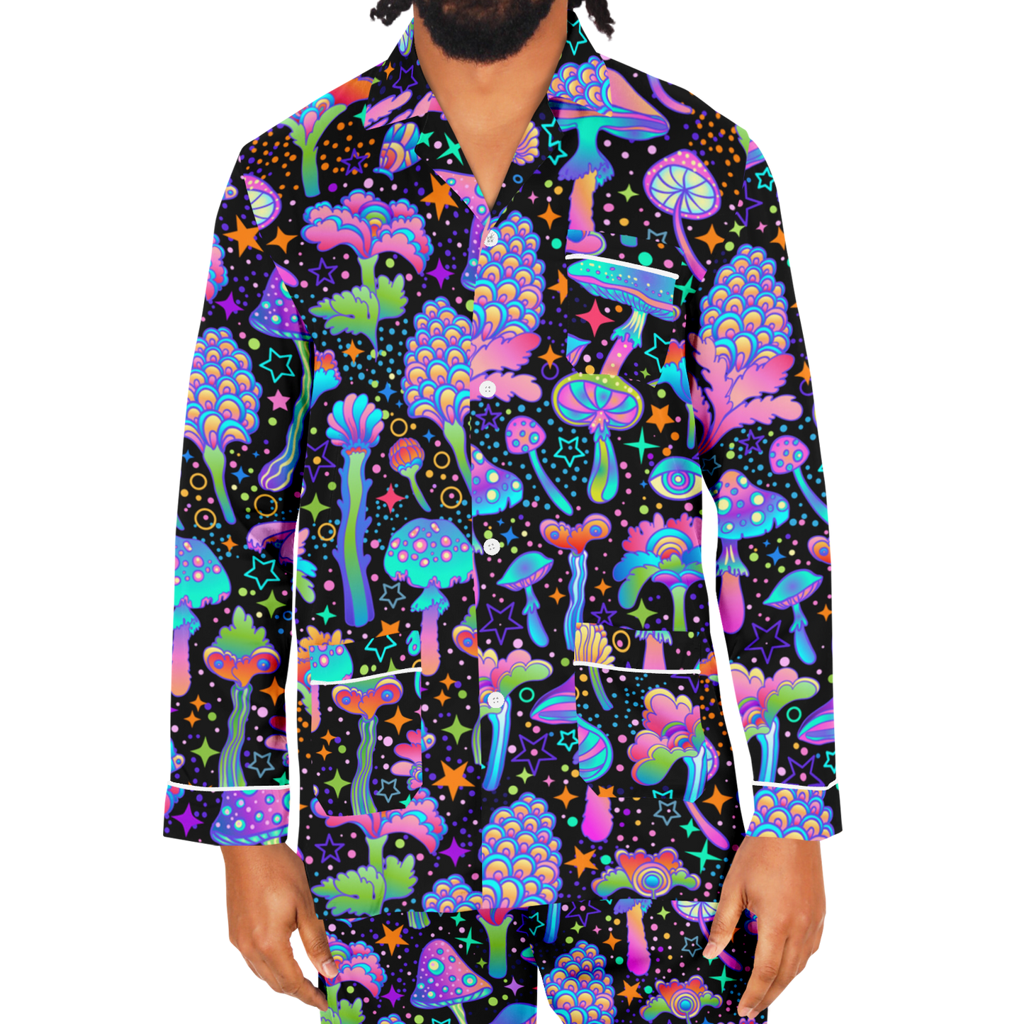 FUNGI FIESTA \\ men's satin pajamas