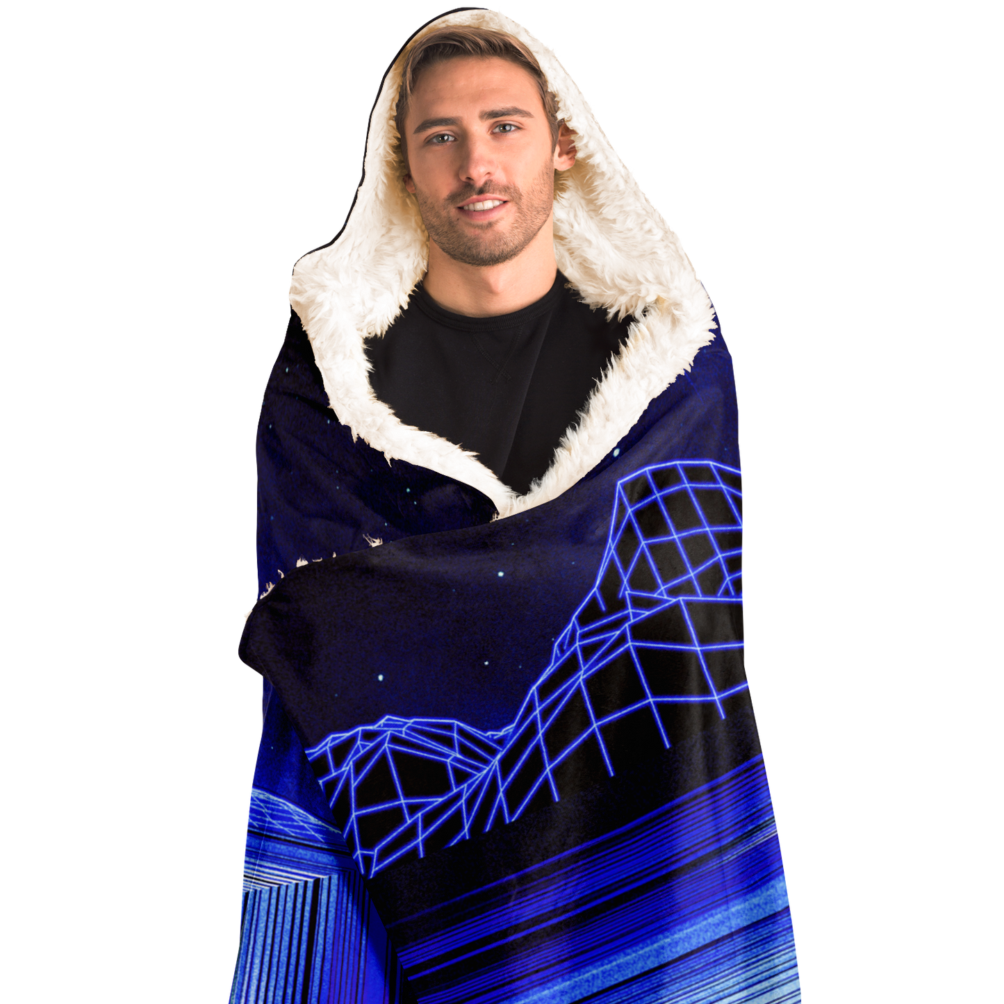 GLITCH MOUNTAIN \\ sherpa-fleece lined hooded blanket