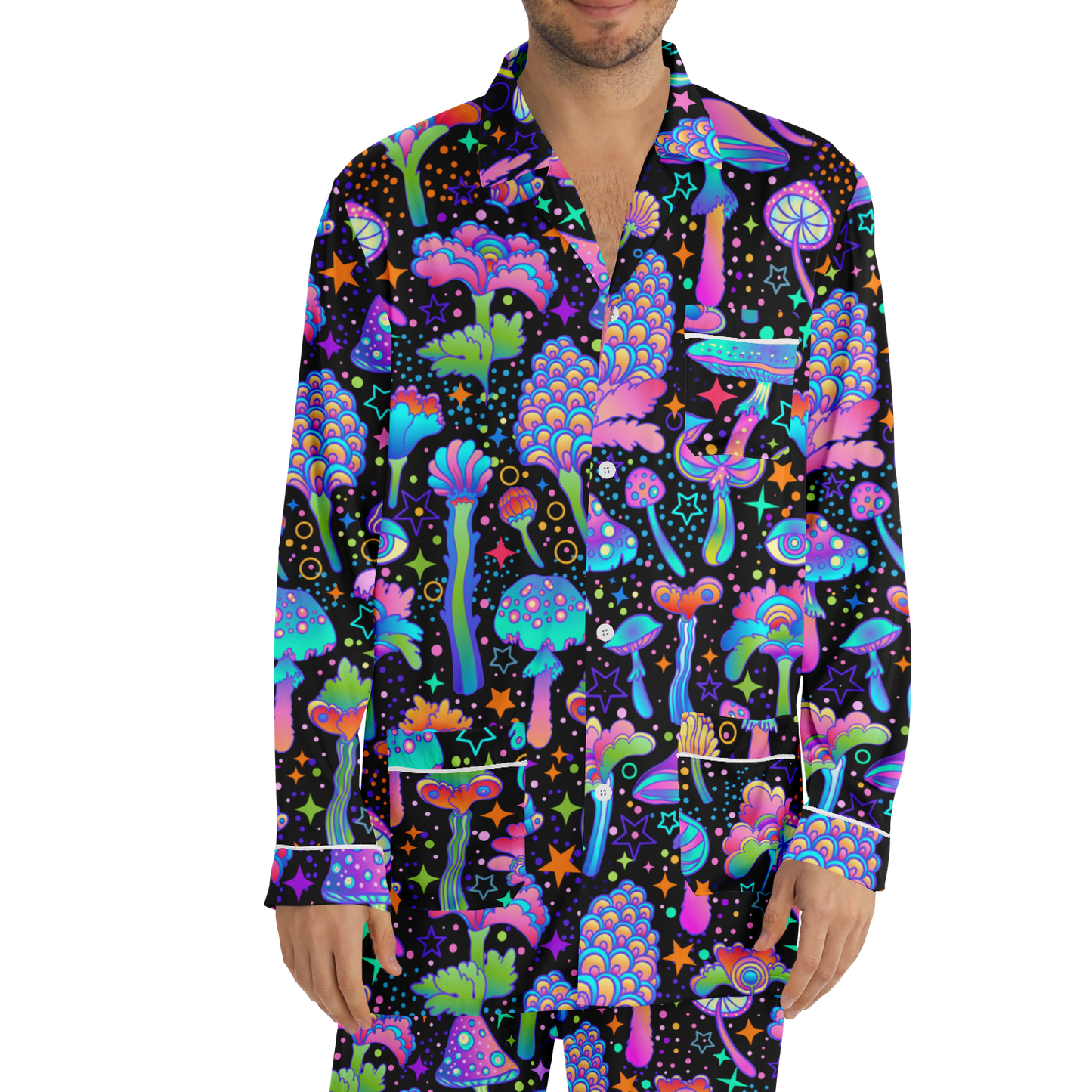 FUNGI FIESTA \\ men's satin pajamas