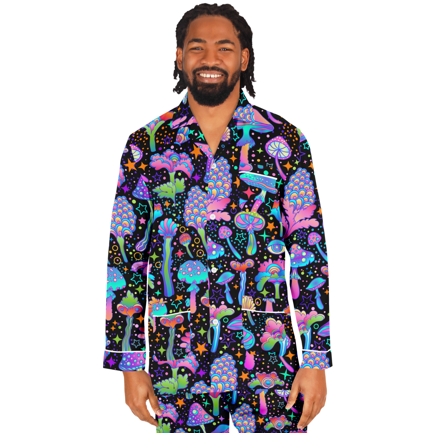 FUNGI FIESTA \\ men's satin pajamas