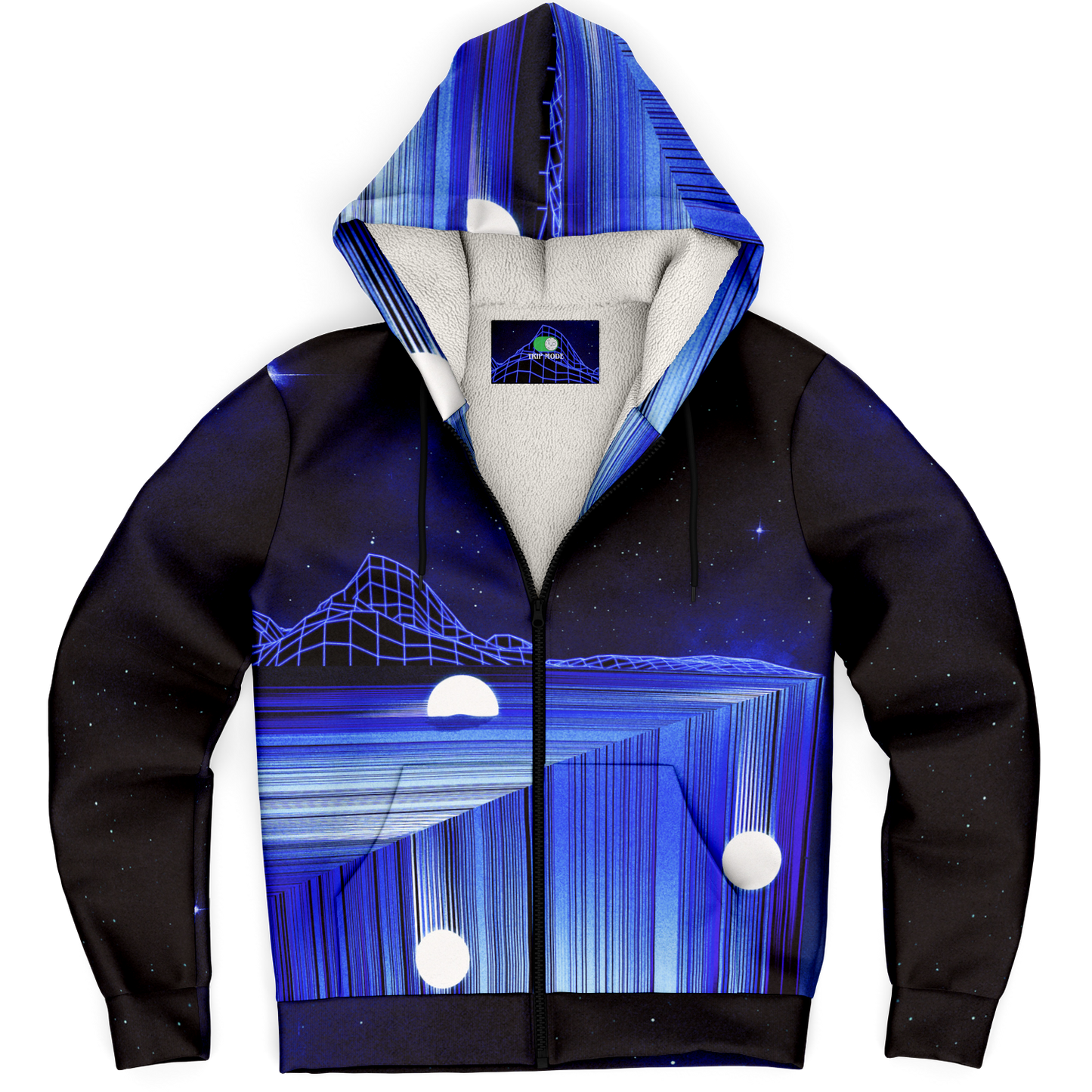 GLITCH MOUNTAIN \\ premium sherpa fleece-lined zip hoodie