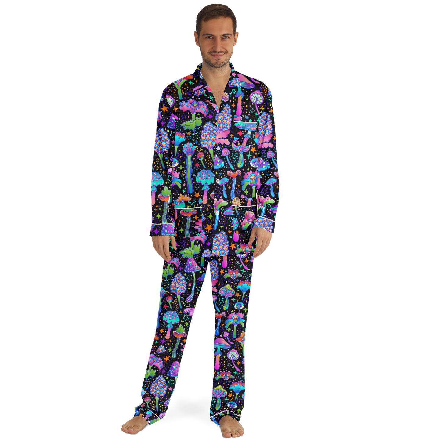 FUNGI FIESTA \\ men's satin pajamas