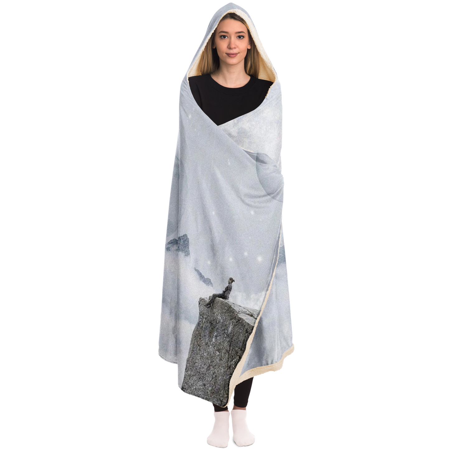 CLOUDING AROUND \\ sherpa fleece-lined hooded blanket
