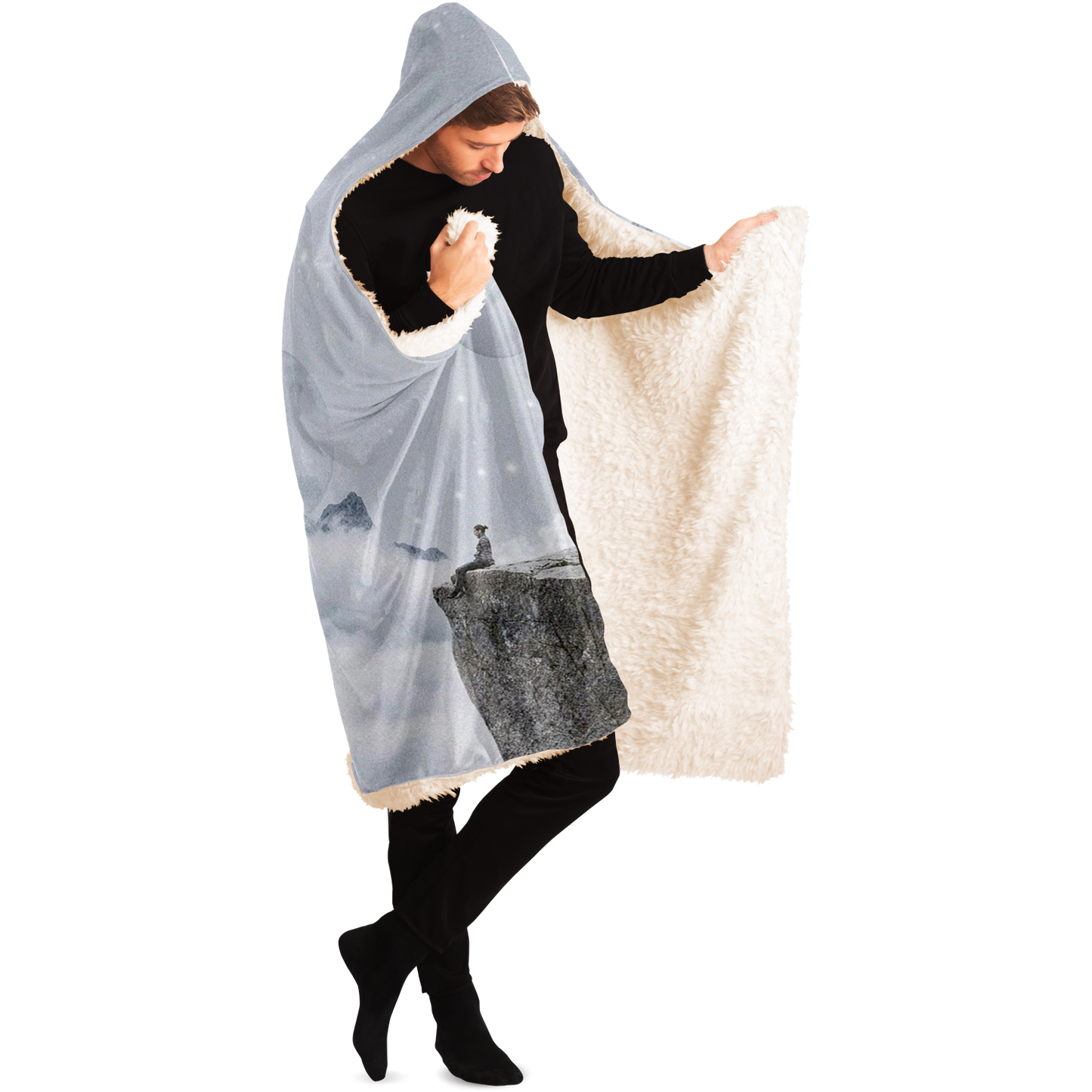 CLOUDING AROUND \\ sherpa fleece-lined hooded blanket