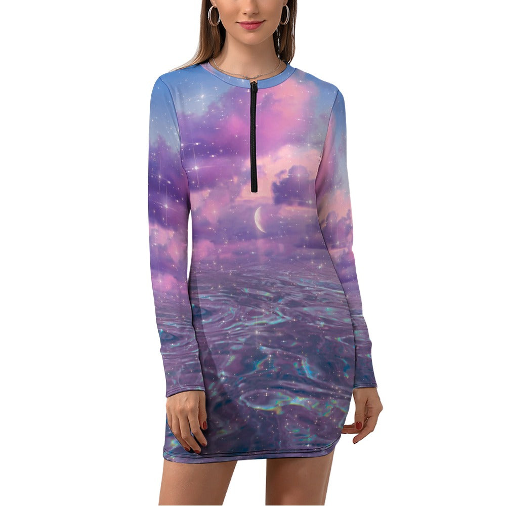 ETHER BEACH \\ long-sleeve half-zip dress