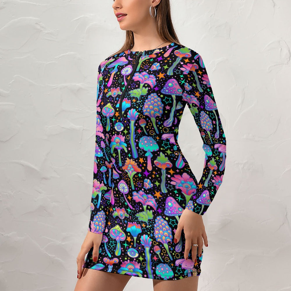 FUNGI FIESTA \\ long sleeve zipper dress