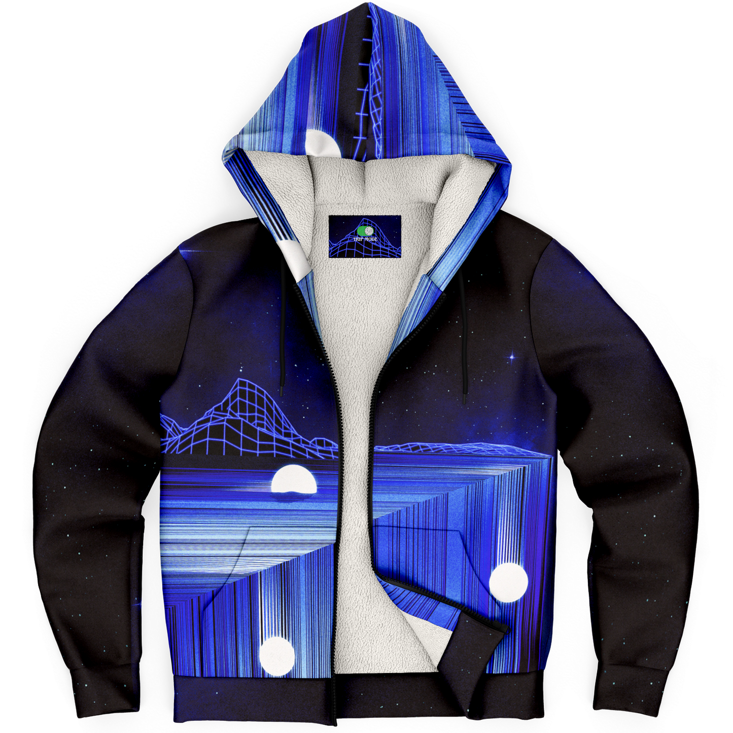 GLITCH MOUNTAIN \\ premium sherpa fleece-lined zip hoodie