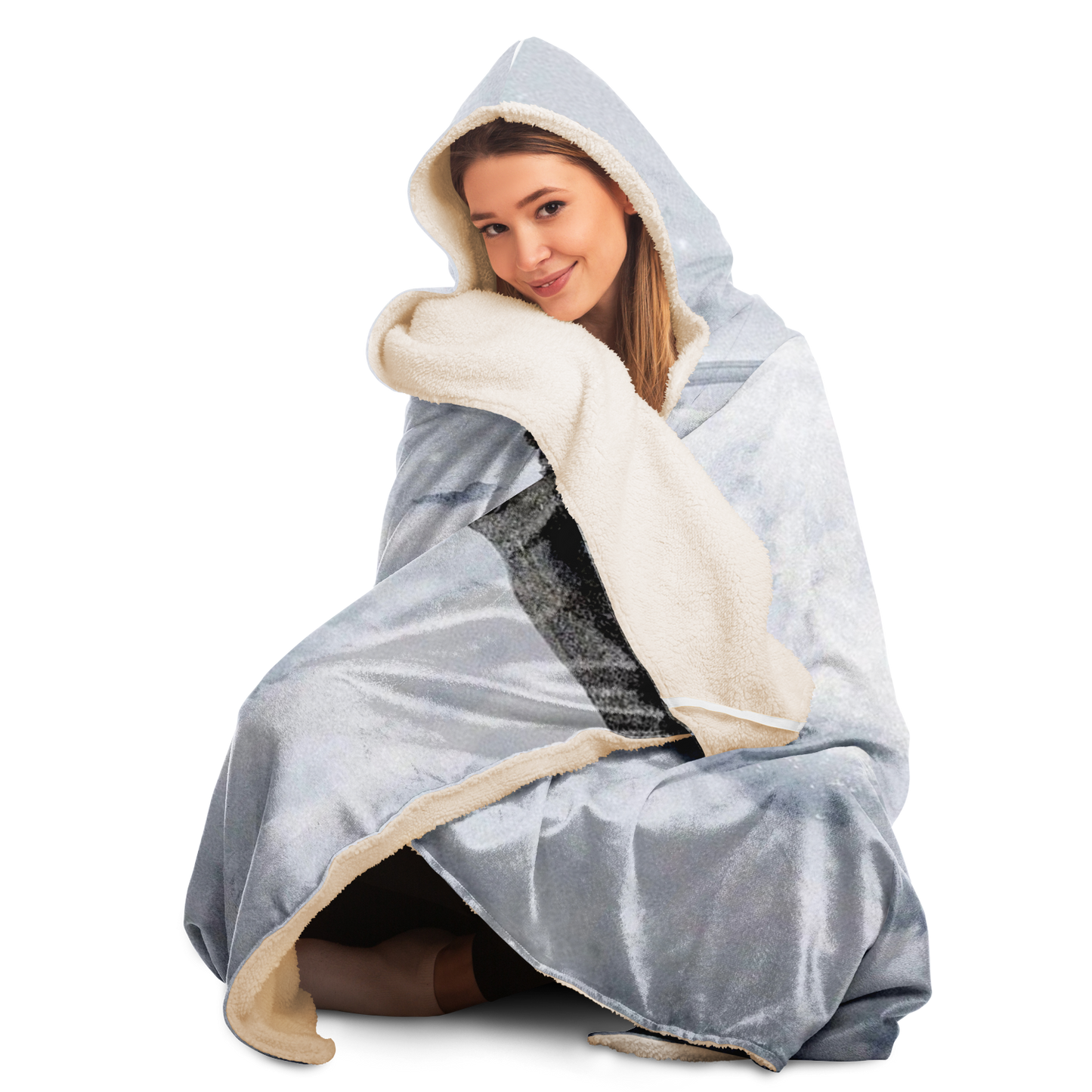 CLOUDING AROUND \\ sherpa fleece-lined hooded blanket