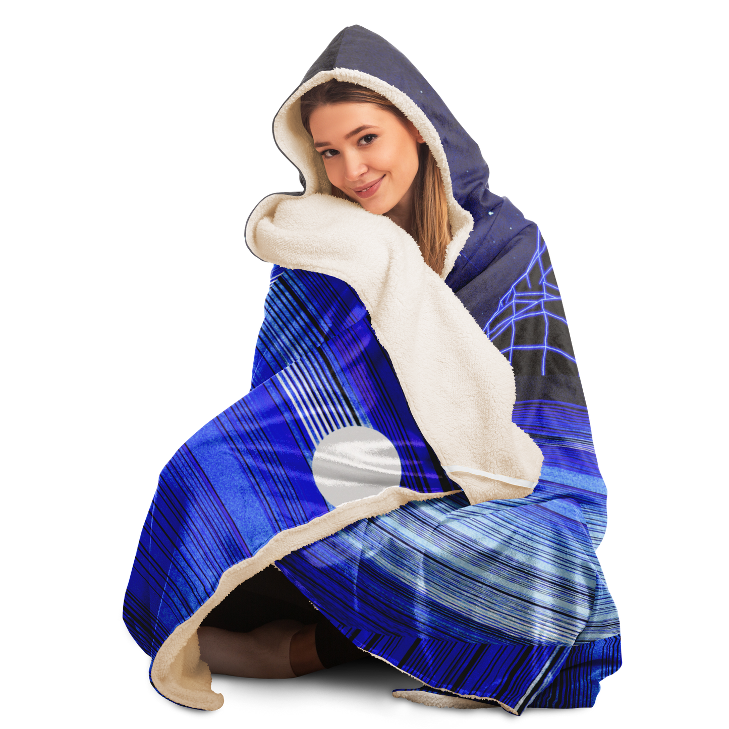 GLITCH MOUNTAIN \\ sherpa-fleece lined hooded blanket