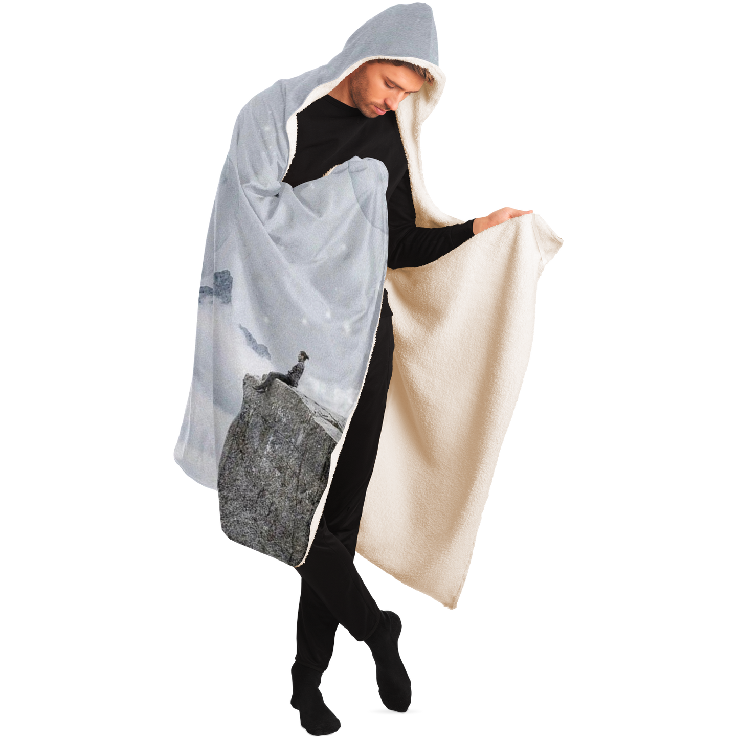 CLOUDING AROUND \\ sherpa fleece-lined hooded blanket