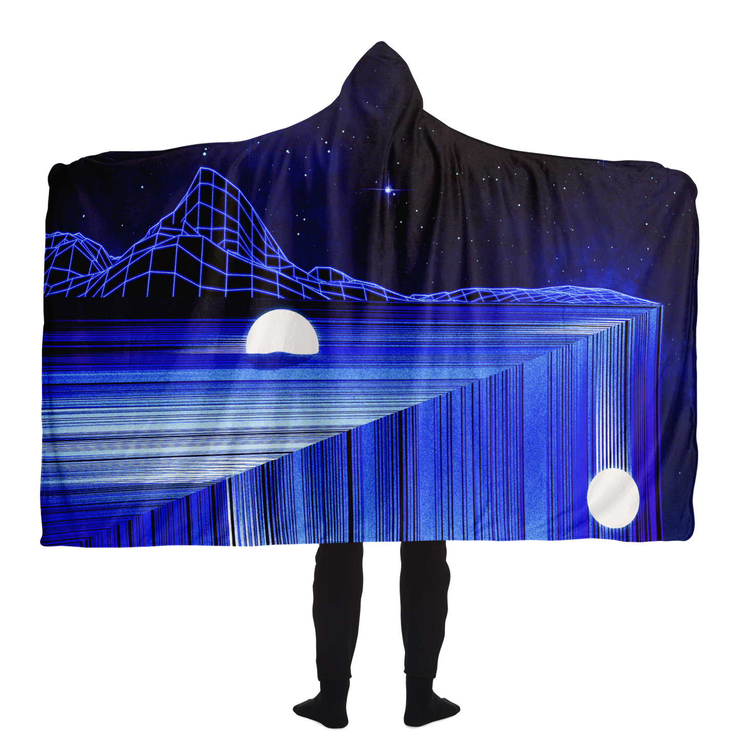 GLITCH MOUNTAIN \\ sherpa-fleece lined hooded blanket