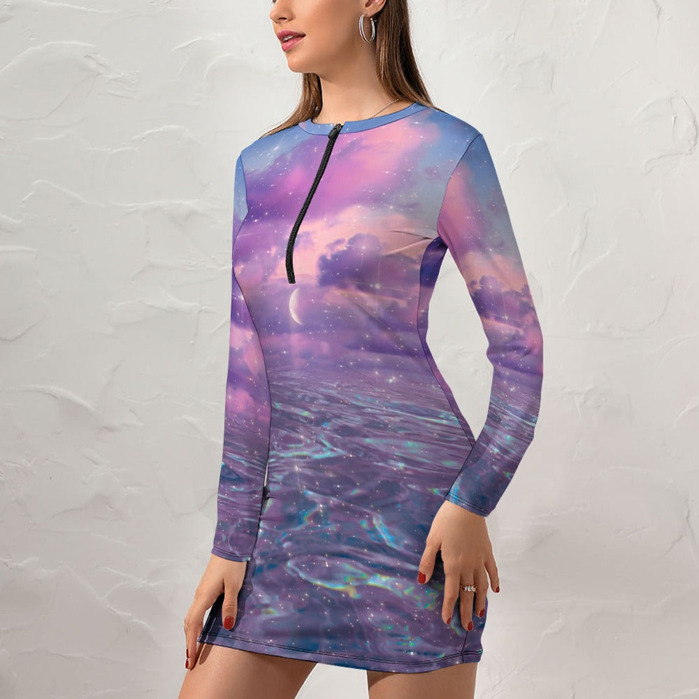 ETHER BEACH \\ long-sleeve half-zip dress